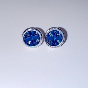 Tory Burch Blue and Silver Stud Earrings